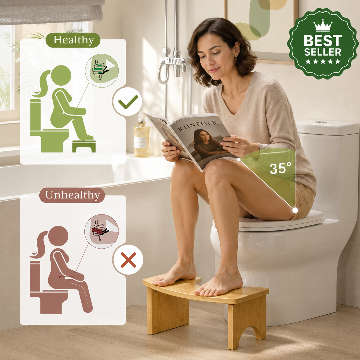 VATERA™ Bamboo Toilet Stool